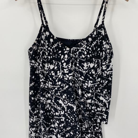 MagicSuit Alex Tankini Swim Top Side Tie V Neck Splatter Print Black White 12 - Picture 5 of 9